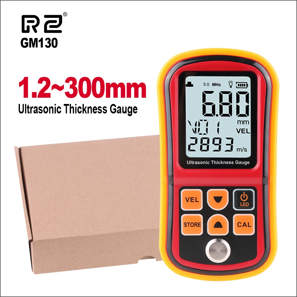 

RZ GM130 Digital Ultrasonic Thickness Gauge Tester Steel Thickness Tester 1.0 To 300MM Sound Velocity Meter