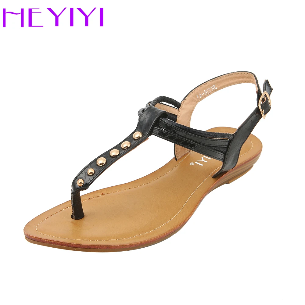 Aliexpress.com : Buy Women Shoes Flat Sandals Rivets Snake Print Beach Thong Large Size 
