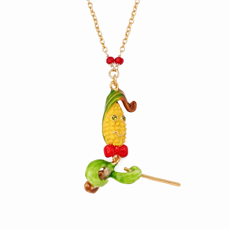 Juicy Grape New Personality Hand-painted Enamel Corn Violin Necklace Women Copper Plated Gilded Collarbone Chain | Украшения и