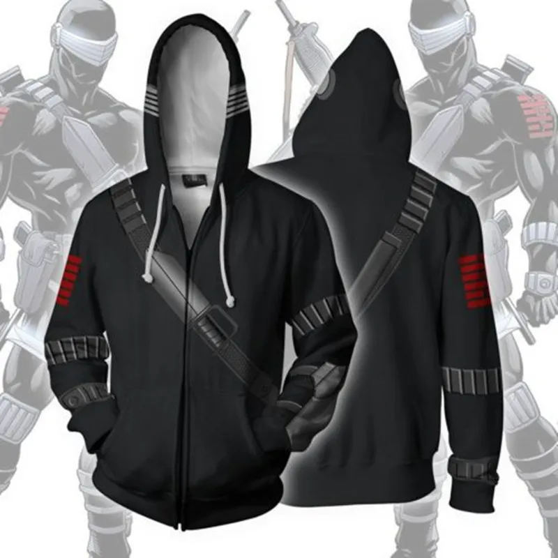 

Movie Snake Eyes Sweatshirts Hoodie Jackets Men Top Coat Zipper Casual Cosplay Costume