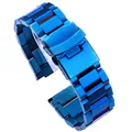 Edelstahl Uhr Armband 18mm 20mm 22mm 24mm Metall Uhr Bands Link Strap Blau Schwarz Gold uhr Zubehör-in Uhrenbänder aus Uhren bei