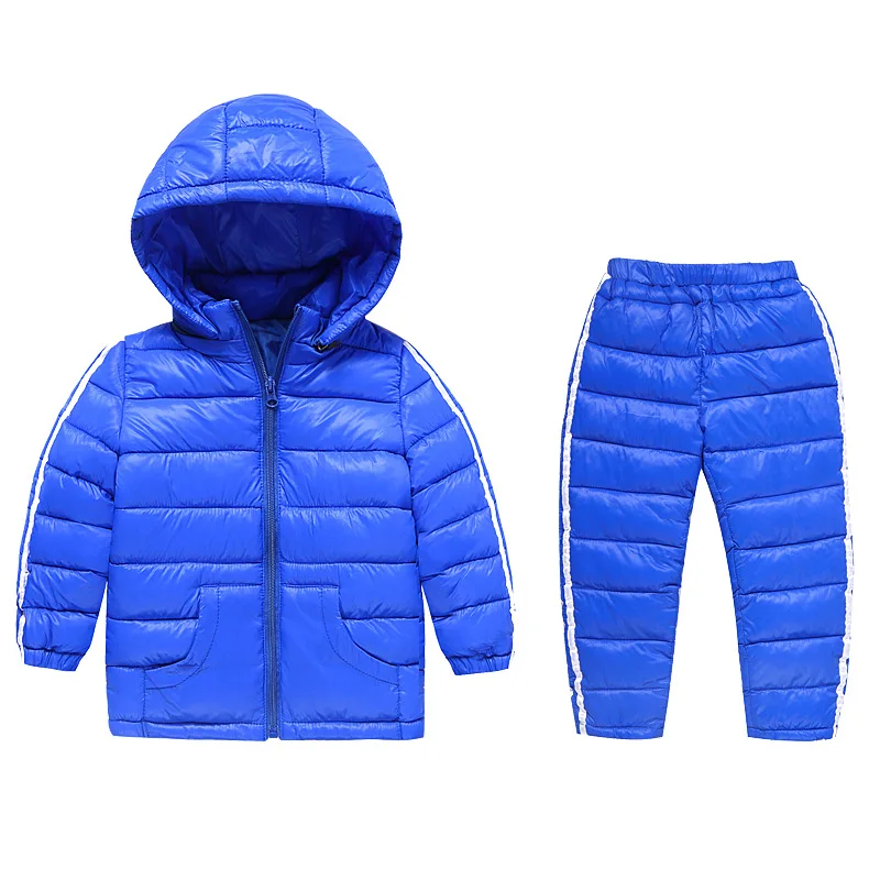 

weiqinniya Boys Down Parkas Set Winter Parka Jacket Tracksuit For Boy 2018 Kids Windbreaker Hooded Set Girl Thick Down Suit Boys