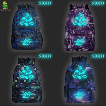 

NARUTO Prints Womens Backpacks Bag Luminous Men's Laptop Backpack Teenager Daypack for Student Schoolbag Travel Bags Rucksack