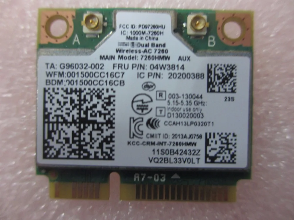 Беспроводной-AC 7260 7260NGW 7260AC Mini pcie WIFI + Bluetooth BT для Lenovo Thinkpad 04X6010 04X3814 | Компьютеры и