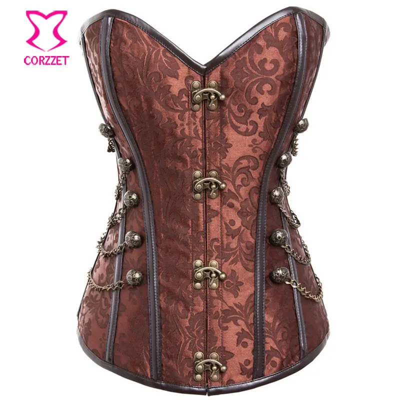 

Steel Boned Brown Vintage Steampunk Corselet Plus Size Corset Women Waist slimming Corsets And Bustiers Sexy Gothic Clothing 6XL