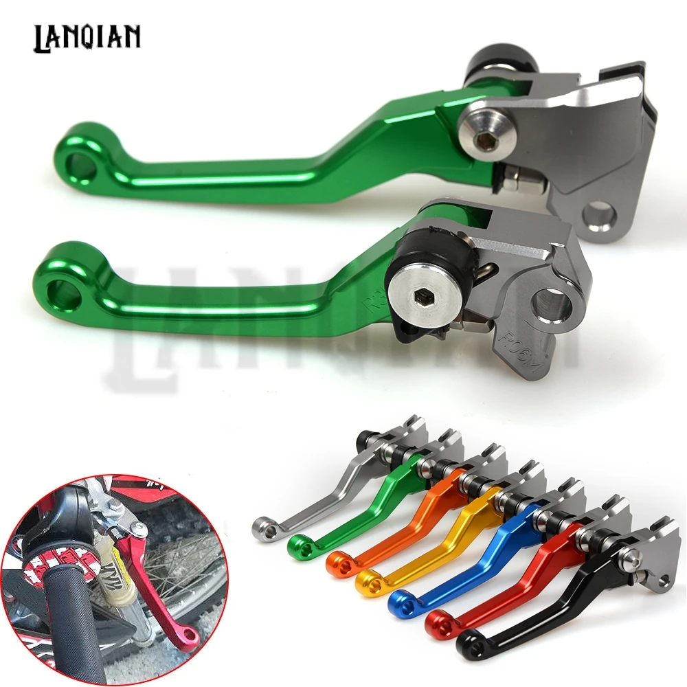 For Kawasaki KX250F 2005-2012 CNC Green Clutch Brake Levers Pivot Dirt Bike