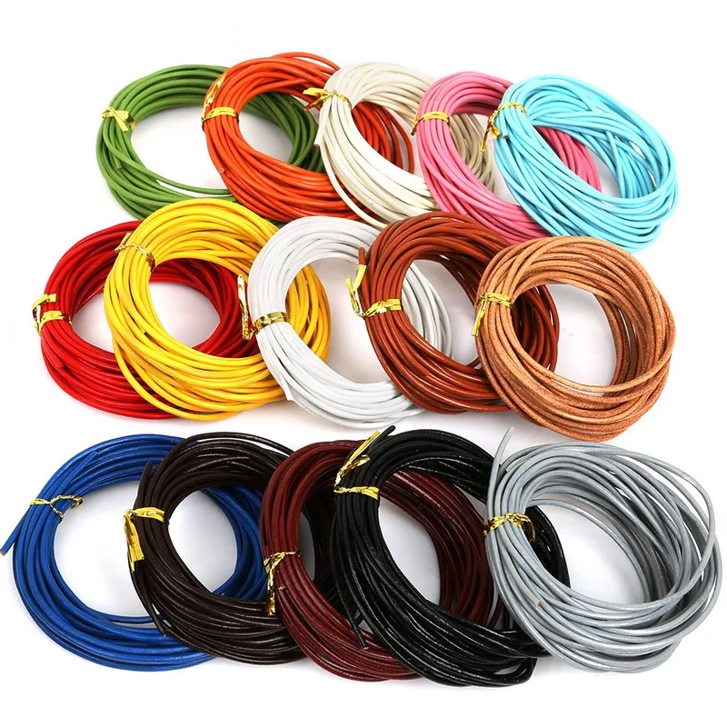 5M Leather Round Rope String Cord Wire Necklace for Jewelry Findings Craft DIY 