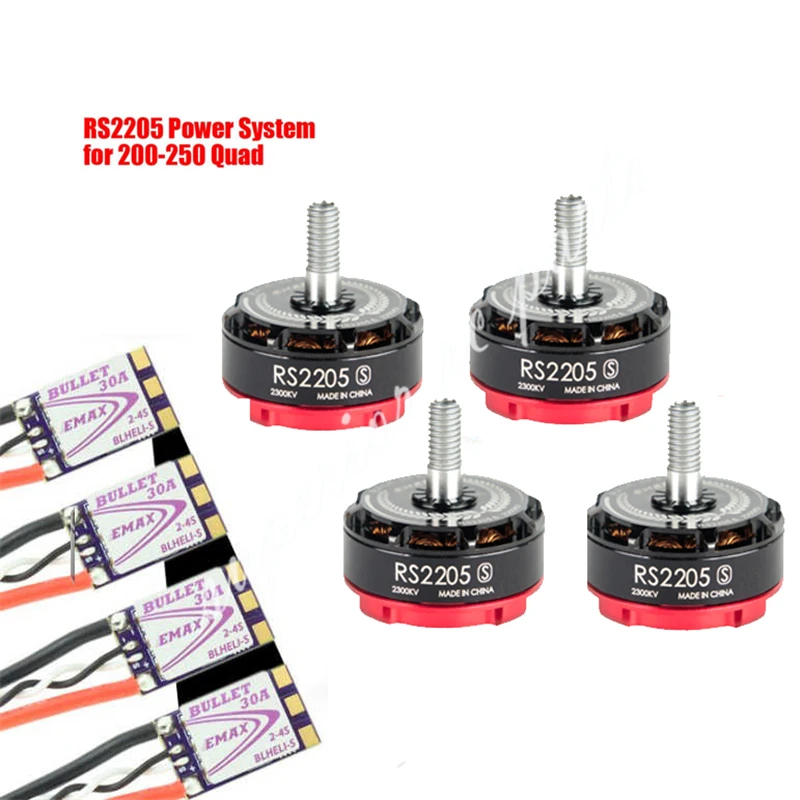 

EMAX RS2205S 2300KV 2600KV RaceSpec Brushless Motor with Bullet ESC 30A or BLHeli Lightning DIY Drone QAVR250 Quadcopter