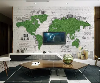 

Custom photo 3d wallpaper Hand drawn letters world map grass background wall Home decor 3d wall murals wallpaper for living room