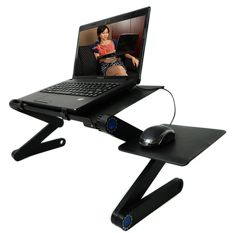 

Portable 360 Folding Laptop Stand Desk Computer Table 2 Holes Cooling Laptop Desk Holder with Mouse Pad Notebook Table for Bed