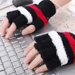1 пара Для женщин Для мужчин зимние теплые USB отопления перчатки с подогревом половину пальца перчатки варежки s10 se14