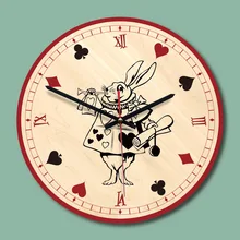 1" Алиса в стране чудес вестник белый кролик настенные часы Дерево Королева сердец домашний декор комнаты творческий часы подарок