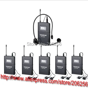 

Boutique Transmitter+ 5 Receiver+MIC+earphone Takstar WTG-500 UHF PLL Wireless tour guide system voice device teaching earphones