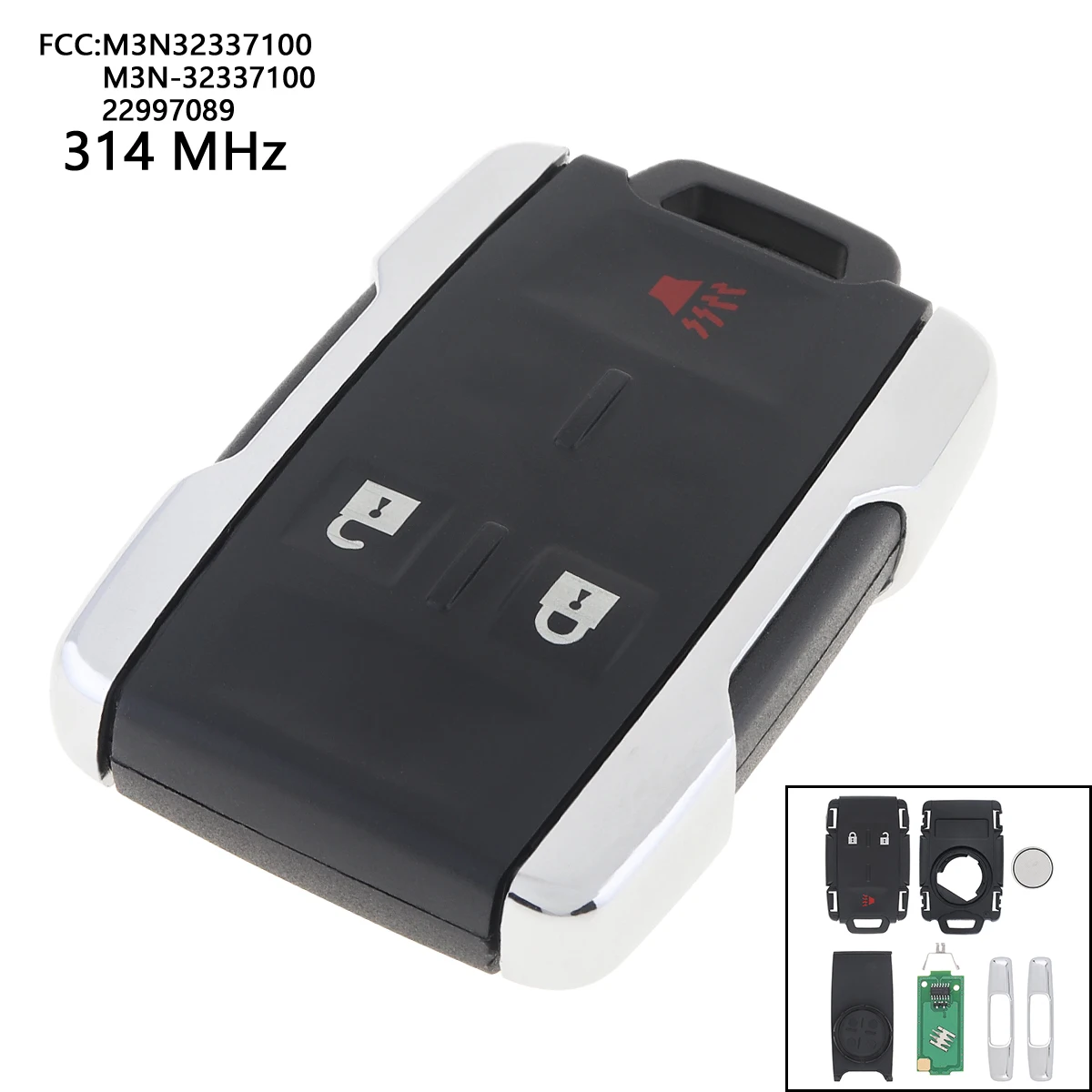 

314MHz 3 Buttons Keyless Remote Key Fob with ID46 Chip for Chevrolet / 2014 2015 2016 2017 GMC Sierra