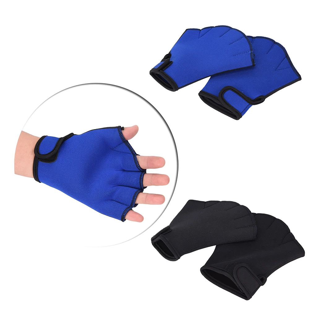 1Pair Surfing Swimming Sports Paddle Training Fingerless Gloves Water