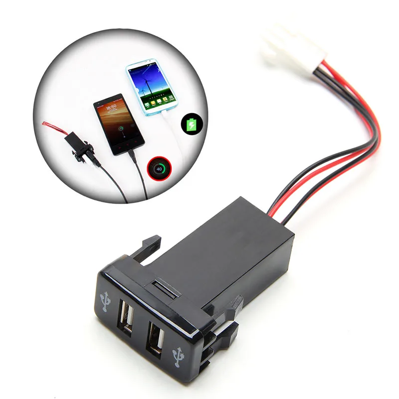 

New High Quality 1 Pc Universal Dual 2-port USB Auto Car Charger In Car Socket Adapter 12V for Toyota VIGO 10166