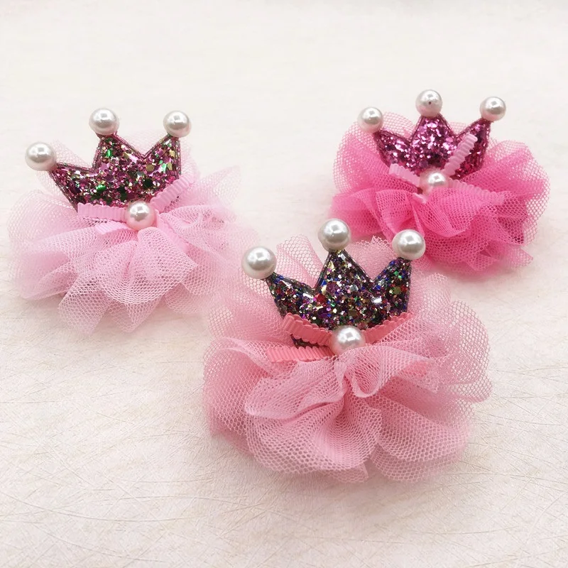 

Boutique 15pcs Fashion Cute Glitter 3D Crown Hairpins Solid Tiaras Lace Floral Hair Clips Hair Accessories Princess Headwear