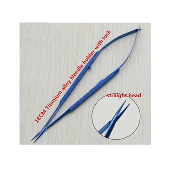 

Ophthalmic microscopy 18CM Titanium alloy bend head Needle holder Beauty Double eyelid Surgical clip needle clamp With lock