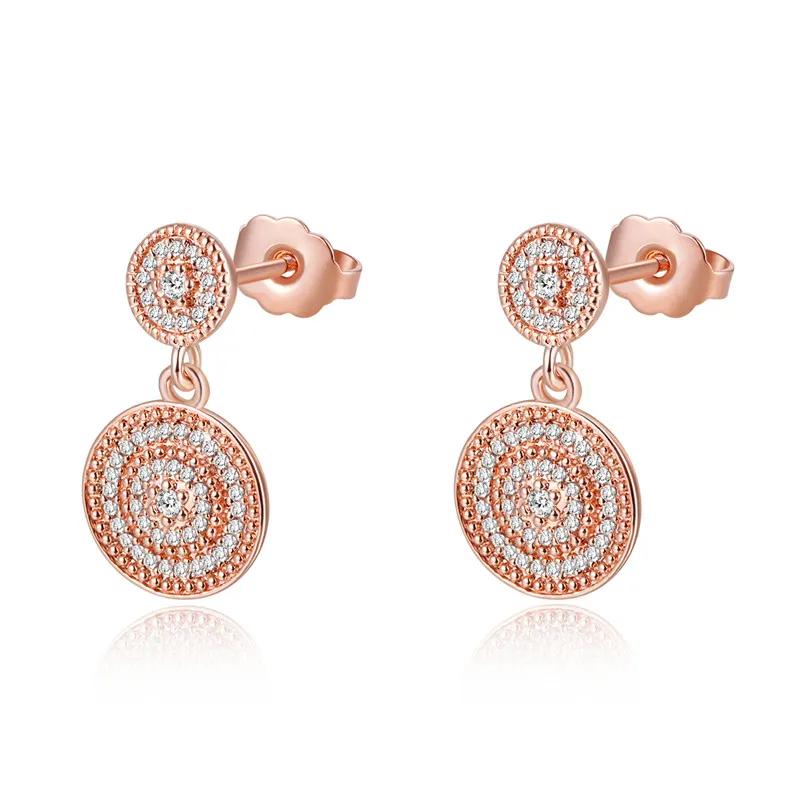 

Radiant Elegance Hanging Earrings for Women Fashion Silver 925 Jewelry Rose Golden Drop Earrings Clear CZ Long Women Earrings