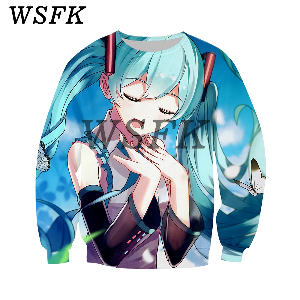 

WSFK hommes et femmes longue mode Casual Sweat-shirt Anime Hatsune avenir 3D Imprimer Guard clothes а manches longues