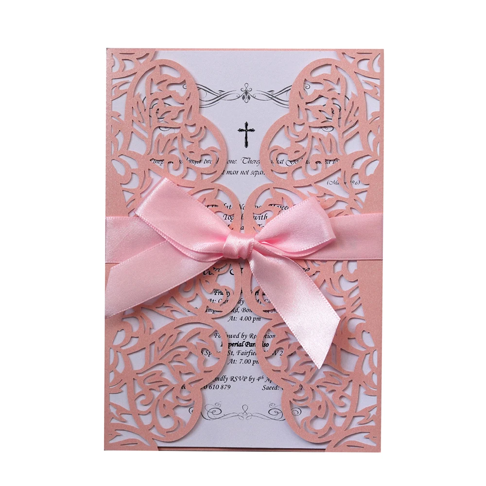  2019 new bow wedding blessing hollow invitation invitation white holiday card wedding annual greeti - 33037169037