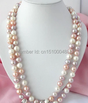 

shitou 00179 BEAUTIFUL 50" 11-12mm pink white purple round FW pearl necklace