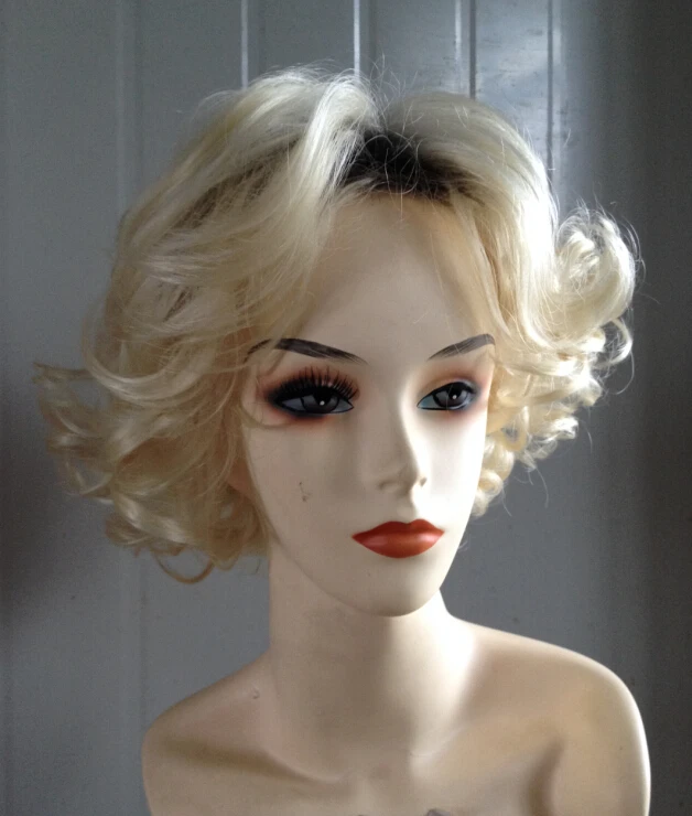 New Fashion Ombre Blond Short Curly Hair Wigs Synthetic Celebrity
