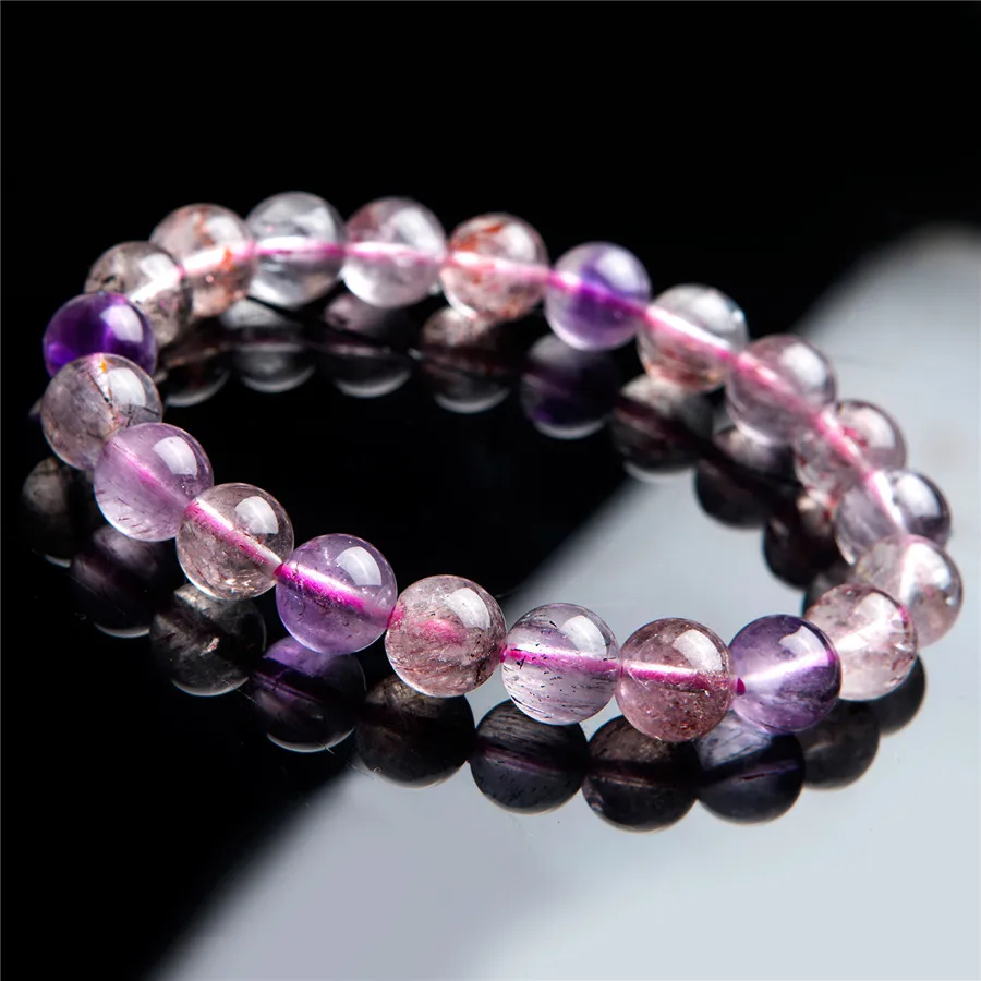 

9mm Genuine Natural Rutilated Quartz Bracelet Gems Super Seven Melody Stone Crystal Bead Stretch Bracelet AAAAA Drop Shipping