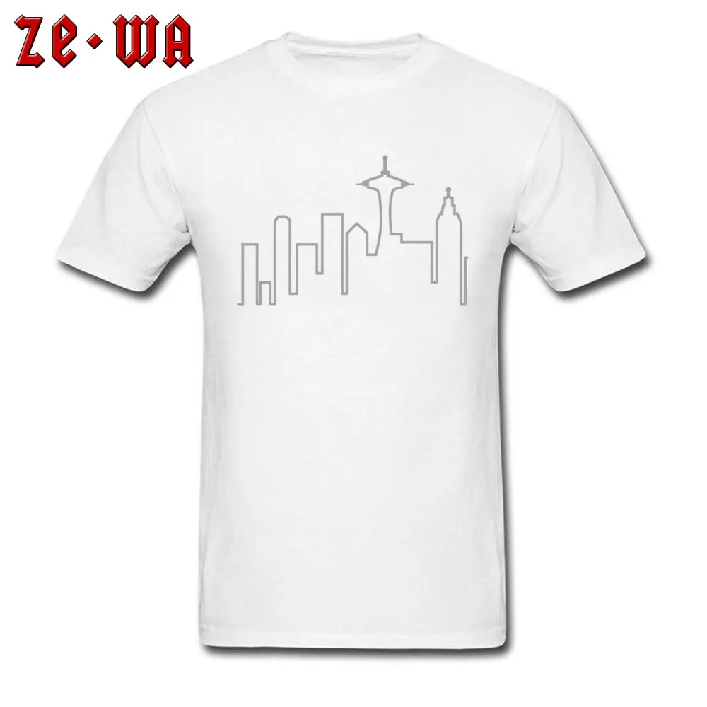 Frasier - Skyline -4039 100% Cotton Fabric Tops T Shirt for Men Printed T Shirt Fashion Round Neck Tops T Shirt Short Sleeve Frasier - Skyline -4039 white