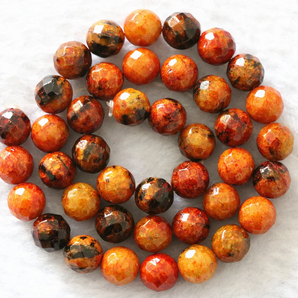 

Orange red Phoenix chrysocolla stone 6mm 8mm 10mm faceted round hot sale loose beads jewelry 15"B1089