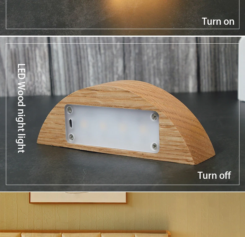 Wood Minimalist night light nursery Desk lamp 15