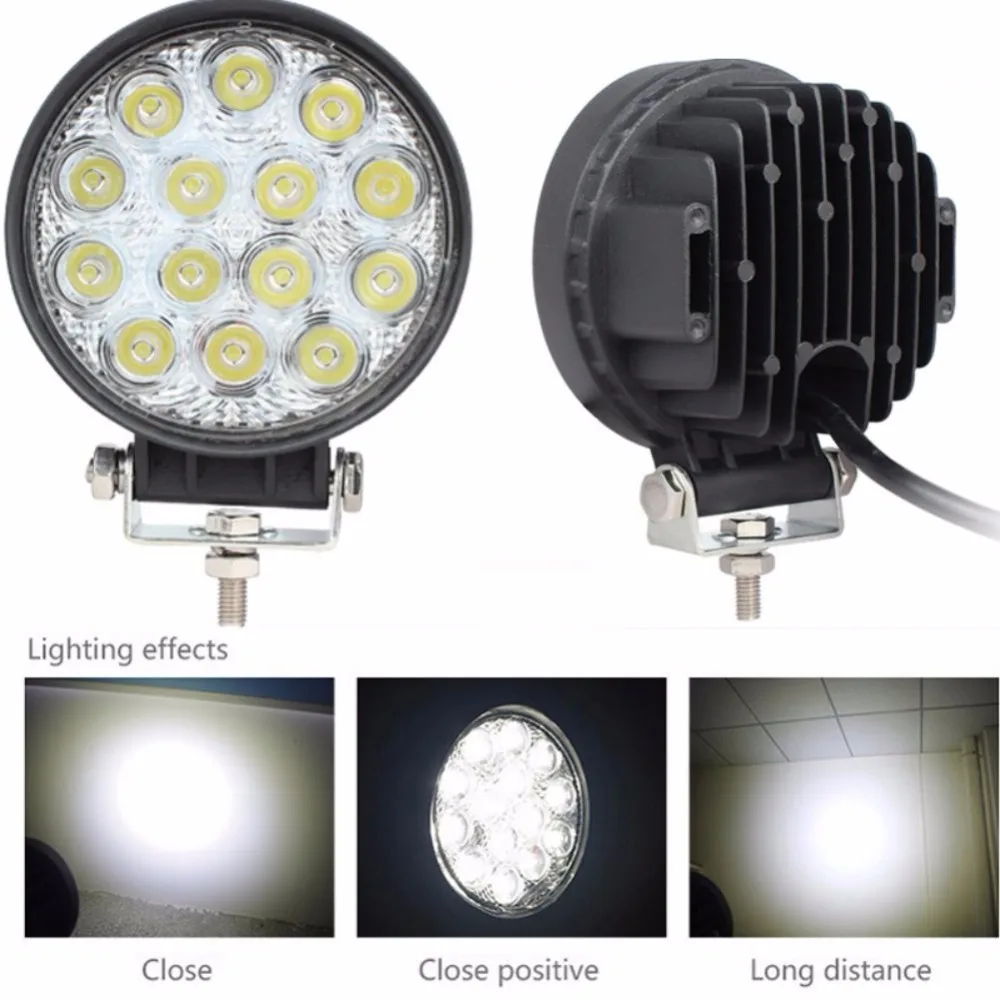 Car Led Work Light 42W Round Off road Vehicle Spotlight Searchlight
