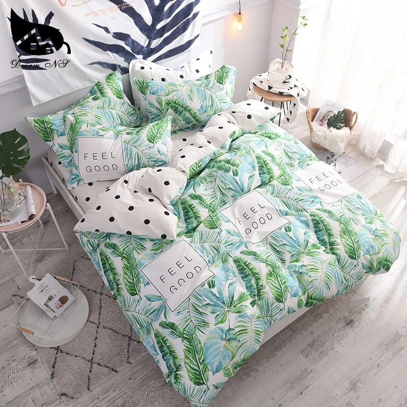 حلم NS 100% القطن يشعر دود طقم مفارش أسِرة منزلية النبات الأخضر غطاء لحاف المخدة الدافئة لينة المنزل غرفة نوم غرفة المعيشة غطاء
