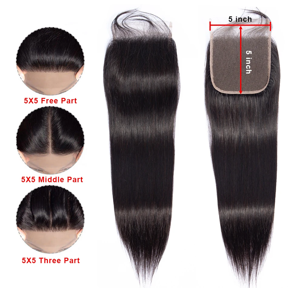 Mobok straight hair Bob bundles with 5x5 Lace Closure Brazilian Human Hair 3 Bundles Remy Human Hair Bundles With Closure