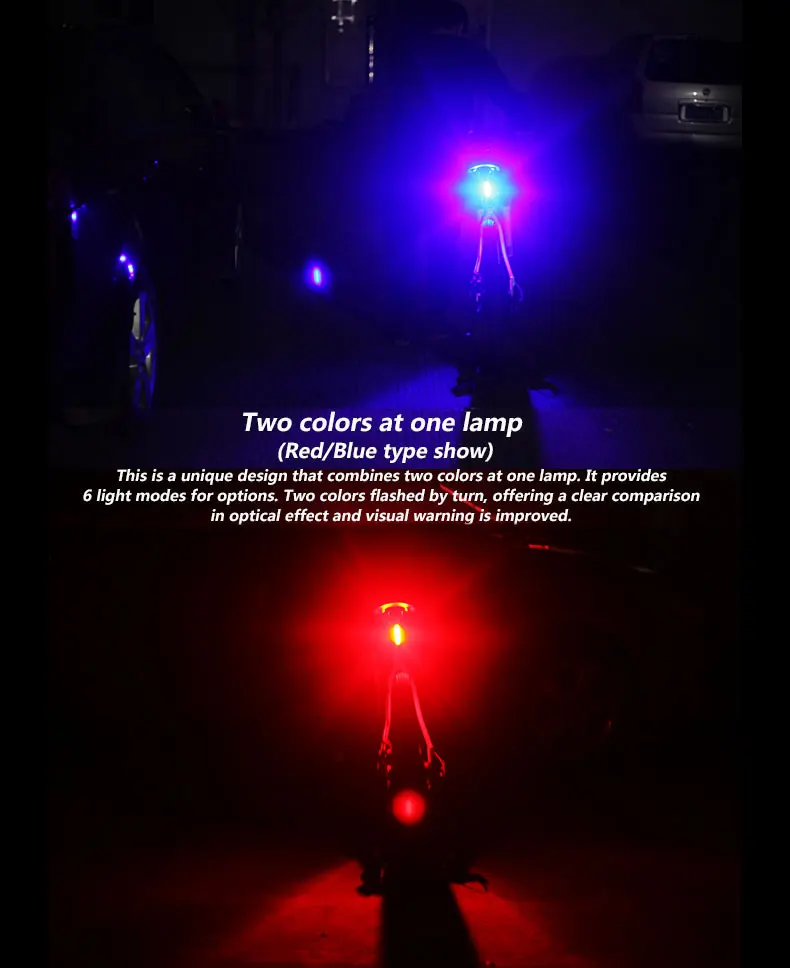 120 Lumens Bike Light LED Waterproof Bicycle Light USB Rechargeable MTB Road Bike Tail Light Night Warning Cycling Flashlight