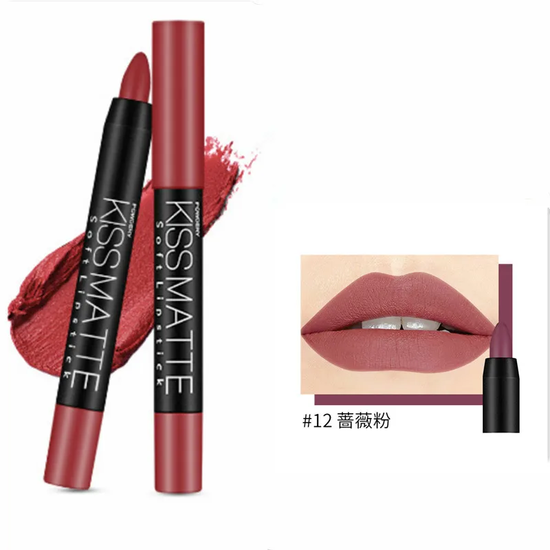 

NEW Sexy Rose Pink 19 Color Lip Makeup Lipstick Pencil Waterproof Long Lasting Tint Lip Stick Beauty Matte Liner Pen Lipstick