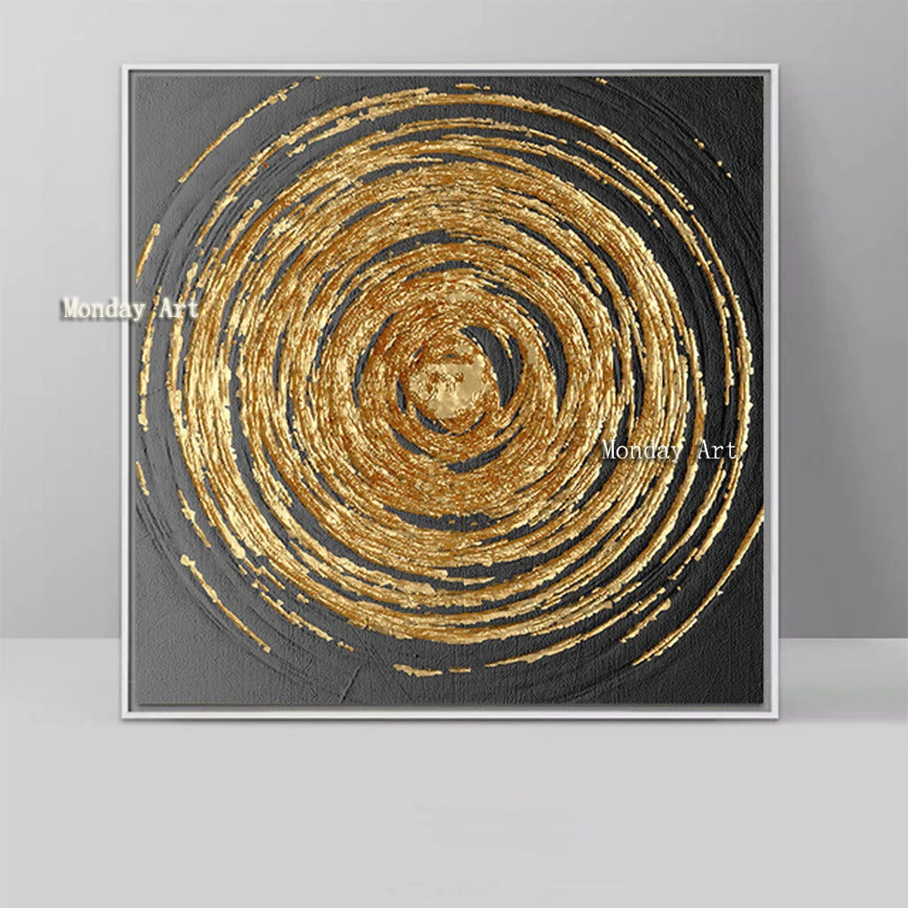 

High qualitly handmade Abstract Black Gold Canvas Painting Art Poster wall Painting gold painting Wall Pictures for living room