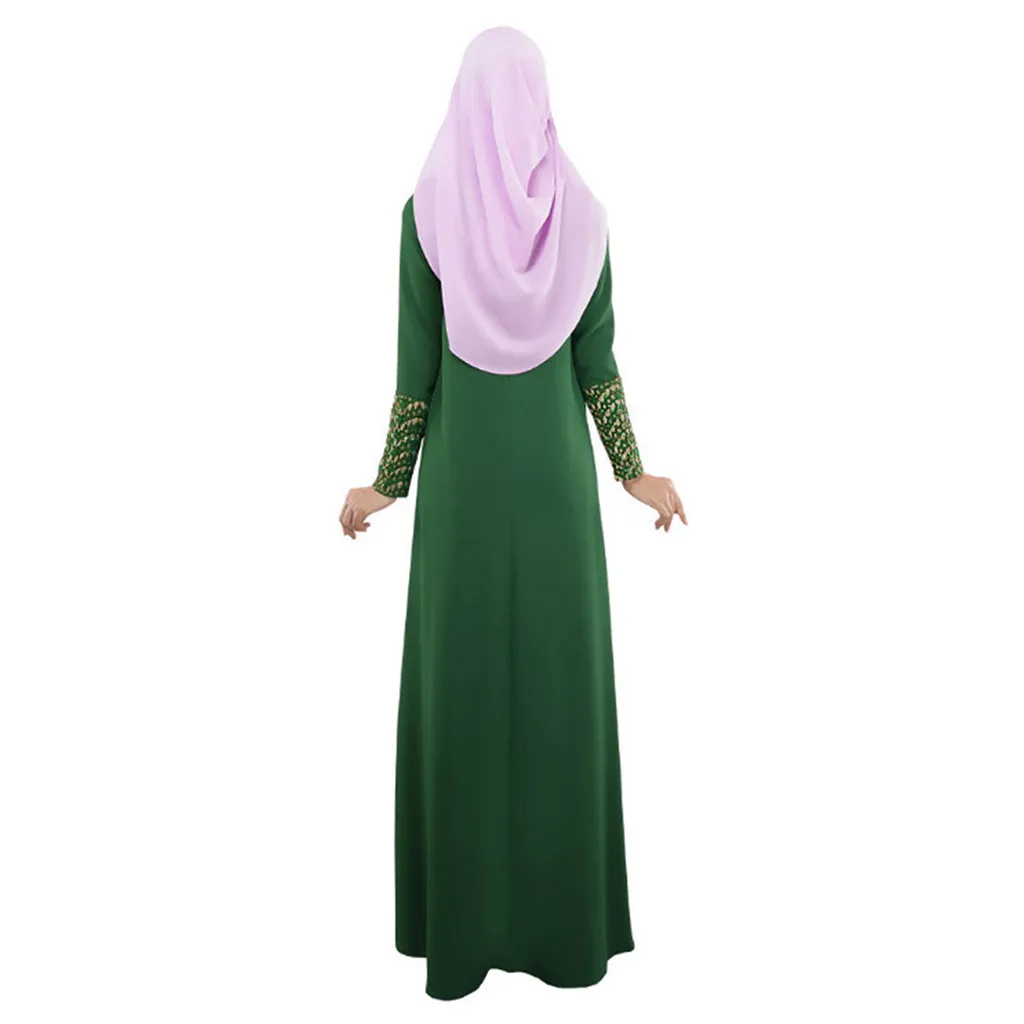 Женское Модное шифоновое длинное платье мусульманское с кружевной вышивкой