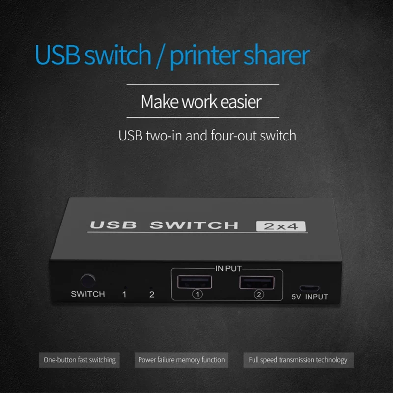 Usb 2,0 переключатель обмена 4 порта 2 компьютера периферийный переходник концентратор для ПК, принтера, сканера, мыши, клавиатуры