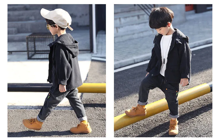 black green children hooded denim long coats for teenage boys outerwear tops kids autumn long sleeve jackets clothing 8 10 12 Y  (12)
