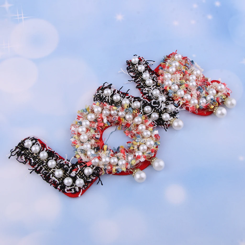 1 Set /4 Letters Crystal Pearl Beads Patches LOVE Style Clothes Embellishments Applique Decorations for Repair/Design