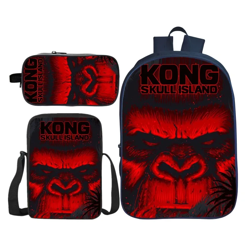 

3Pcs/Set Printing 3D Animal Big Gorilla Kids Baby School Bags for Boys King Kong Shoulder Backpack Child Schoolbag Girls Bookbag
