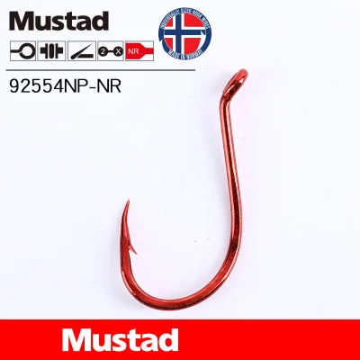 

5Packs Mustad Fishing Hooks 92554NP-NR Olecranon Red Barbed Fishhook Lures Holder Sea Fishing Tackle Single Hook Pesca