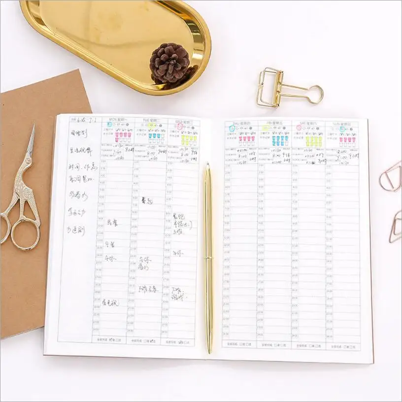 

Week Planner Notebook Office Supplies School Stationery Weekly Planner 64 Inner Pages Day Planner Book Stationery Paper Sticker