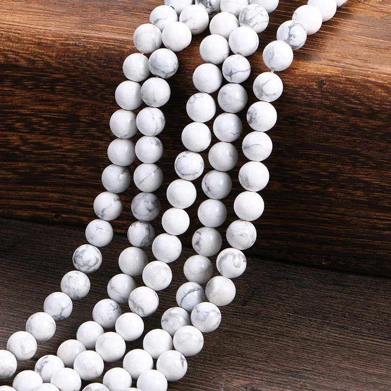 

White Turquoises Beads Natural Stone Howlite 4 6 8 10 12MM DIY Charm Beads For Jewelry Making Bracelet Fit