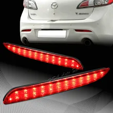 CYAN SOIL BAY 2010-2013 For Mazda 3 MAZDASPEED3 Axela Sport Red Lens Red LED Rear Bumper Reflector Brake Light Lamps