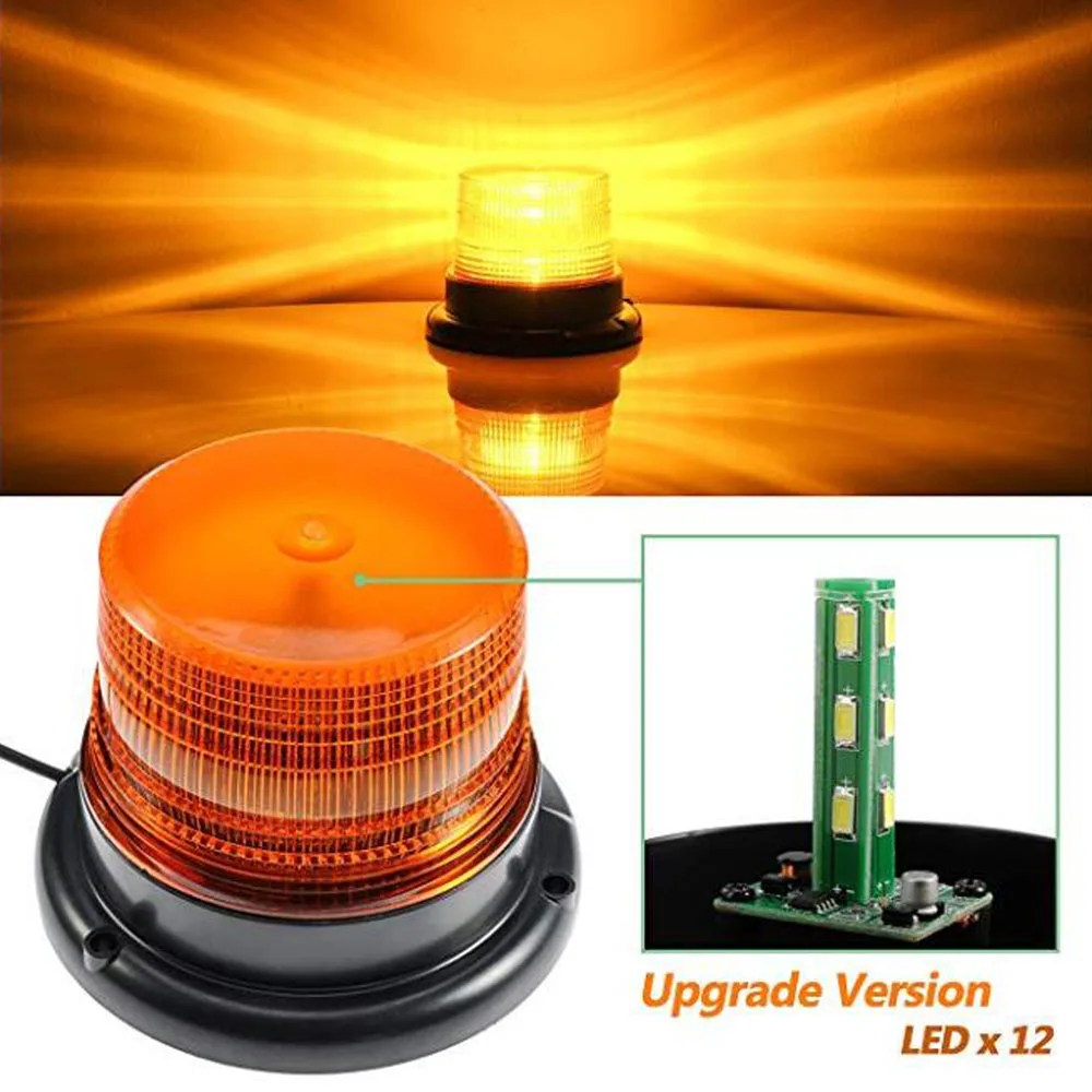 

Car Strobe LED Flashing Light Cargo Truck Carrying A Circular Signal Magnetic Ceiling Police Lights Warning Lamp DC 12V-80V