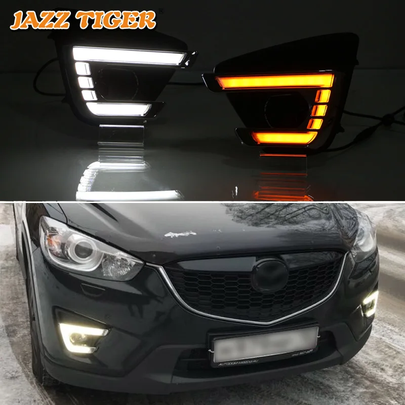

JAZZ TIGER 2PCS Yellow Turn Signal Function Waterproof ABS Car DRL LED Daytime Running Light For Mazda CX-5 CX5 2015 2016