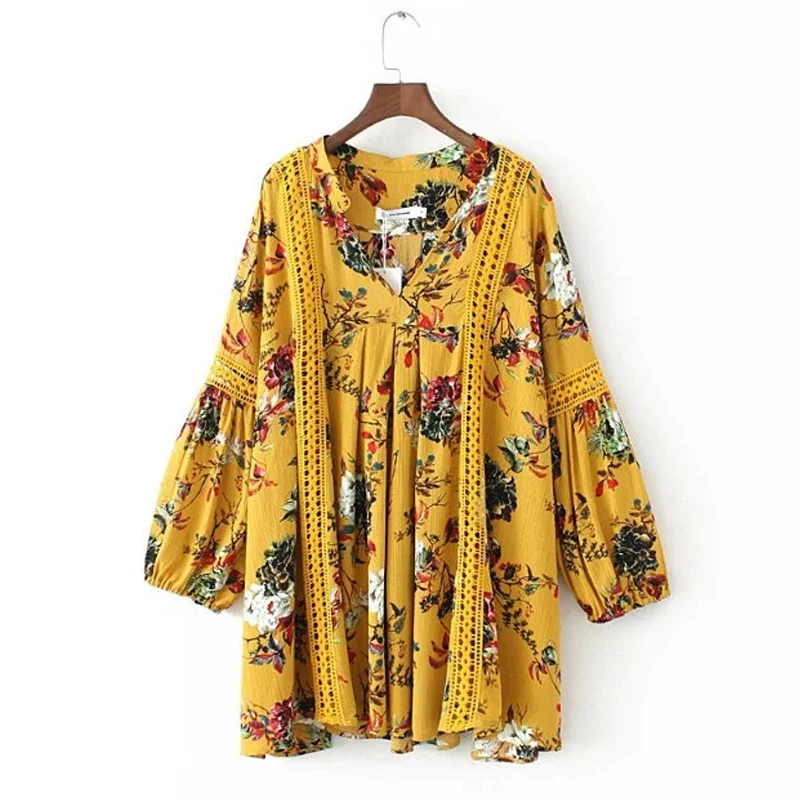 

2019 Boho Short Dress Women Sexy V-Neck Ruffle Beach Summer Floral Maxi Sundress Dropship Women Floral Dress S M L Summer Dress