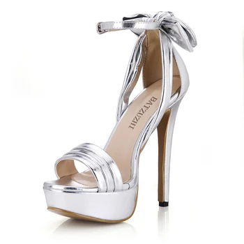 

Batzuzhi Luxury Brand Design Sexy 14cm Women High Heel Shoes Buckle Strap Silver/Gold Platform Women Summer Party Wedding Shoes